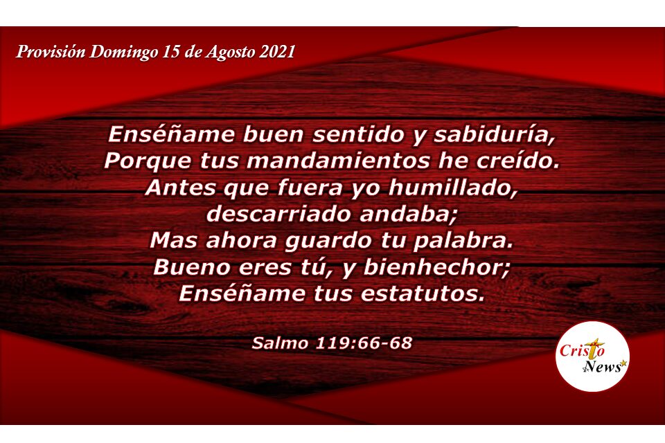 La Palabra de Dios Trae Beneficio en Tiempo de Aflicción y corrige con bondad: Provisión Domingo 15 de Agosto de 2021