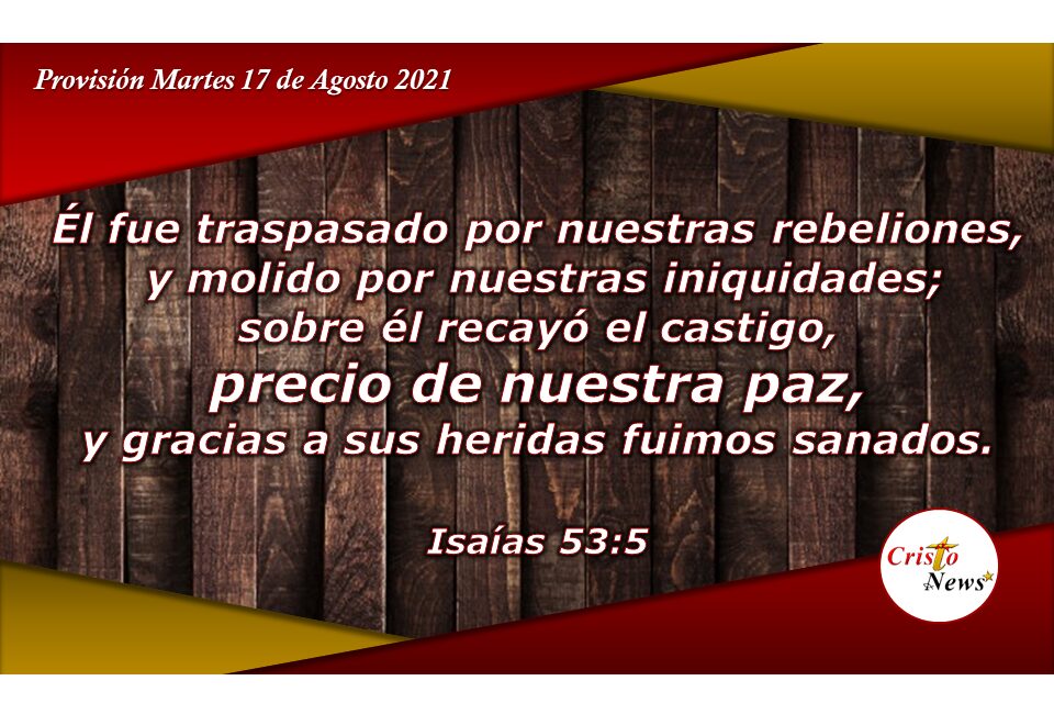 Jesucristo es el precio de nuestra paz y sanación por nuestros pecados: Provisión Martes 17 de Agosto de 2021