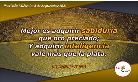 Sabiduría que proviene de Dios y la inteligencia que proveé la palabra son más preciados que el oro y plata: Provisión Miércoles 8 de Septiembre de 2021