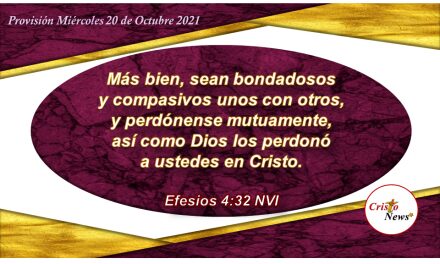 Amarnos en Cristo es ser testimonio de compasión, humildad y perdón hacia nuestros hermanos: Provisión Miércoles 20 de Octubre de 2021