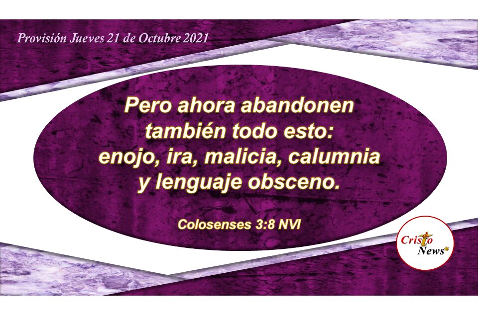 Vistámonos de la naturaleza y voluntad de Dios revestidos en Jesucristo como hombres nuevos: Provisión Jueves 21 de Octubre de 2021
