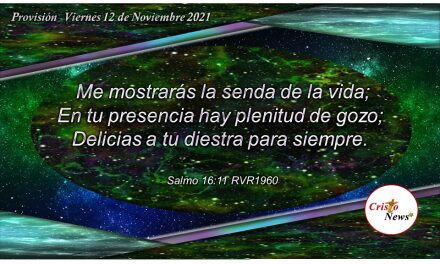 Jesucristo es camino, verdad y vida que nos llena de plenitud de gozo en la presencia de Dios: Provisión Viernes 12 de Noviembre de 2021