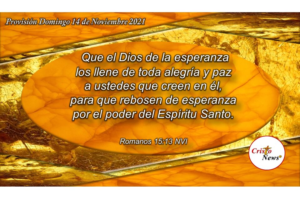 Seamos plenos de amor hacia otros con gozo y la paz que nos llena el espíritu Santo: Provisión Domingo 14 de Noviembre de 2021