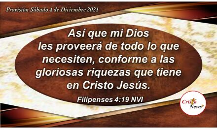 Es voluntad de Dios que Jesucristo sea el maná para este tiempo: Provisión Sábado 4 de Diciembre de 2021