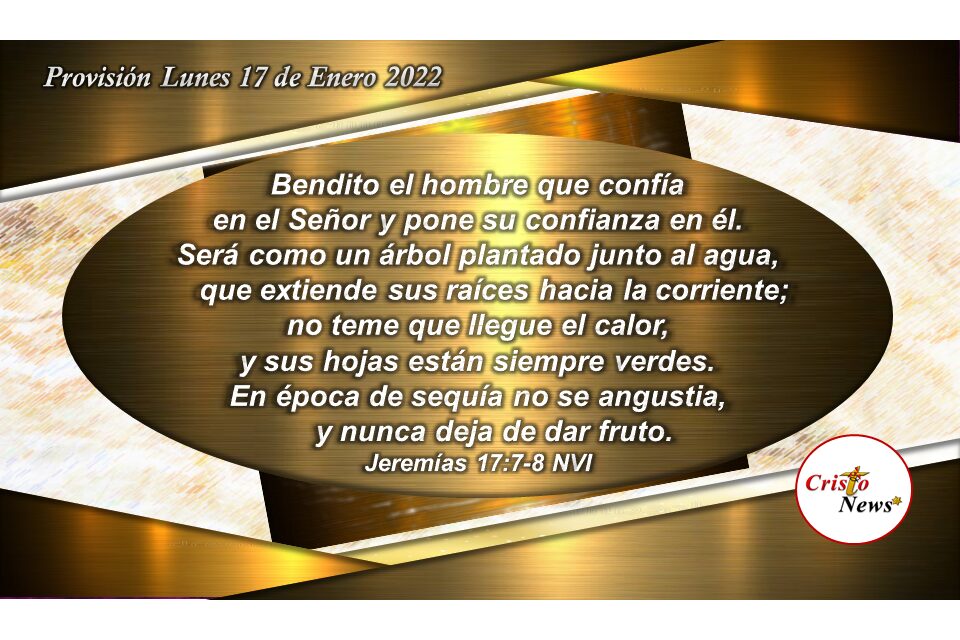 Poner nuestra confianza en Jesucristo con fe obediente es plantar el árbol que nunca deja de dar frutos: Provisión Lunes 17 de Enero 2022