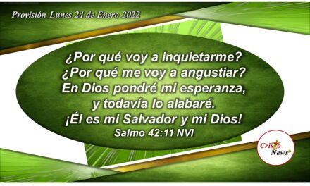En Jesucristo nada nos angustia y en Él ponemos toda esperanza porque es nuestro Salvador por Gracia de Dios: Provisión Lunes 24 de Enero 2022