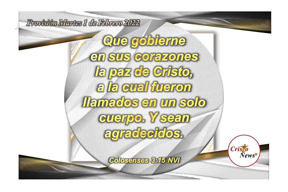 La paz de Jesucristo nos conceda la sabiduría y entendimiento para hacer la voluntad de Dios: Provisión Martes 1 de Febrero 2022
