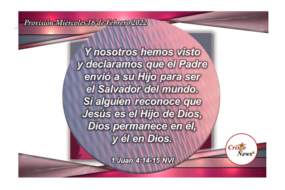 Aceptar y creer en Jesucristo es permanecer en Dios Padre: Provisión Miércoles 16 de Febrero de 2022