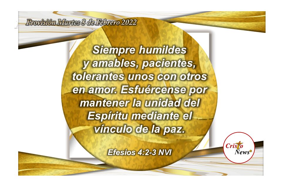 Jesucristo es el vínculo de paz en nuestra vida y voluntad; Provisión Martes 8 de Febrero de 2022