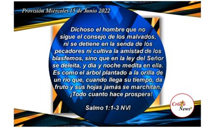 Dichoso el hombre que medita la Palabra del Señor con fe y obediencia, apartado de la maldad porque será prosperado en todo lo que hace: Provisión Miércoles 15 de Junio de 2022