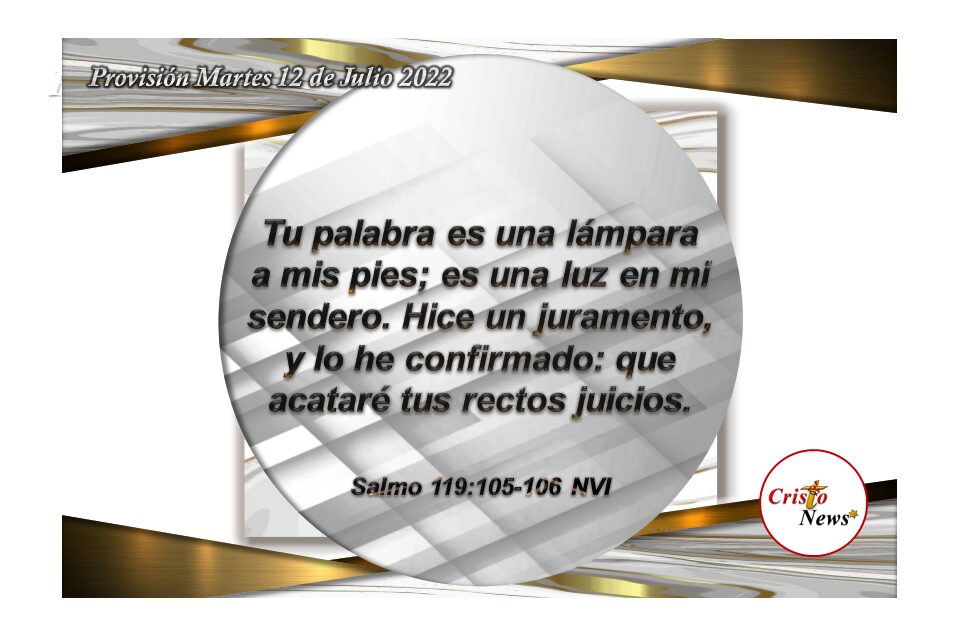 Lumbrera es tu Palabra Padre Celestial que fortalece nuestra fe y obediencia a tu voluntad perfecta: Provisión martes 12 de Julio de 2022