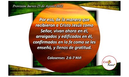 Vivamos con Jesucristo en  nuestro corazón arraigados en la fe, esperanza y su amor transformador: Provisión 25 de Agosto de 2022