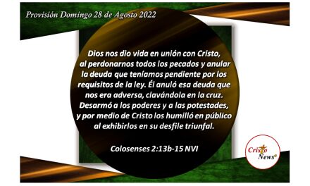 Jesucristo llevó a cruz y anuló todo lo que nos acusaba abriendo el Camino de verdad y vida por gracia y misericordia de Dios Padre: Provisión domingo 28 de Agosto de 2022