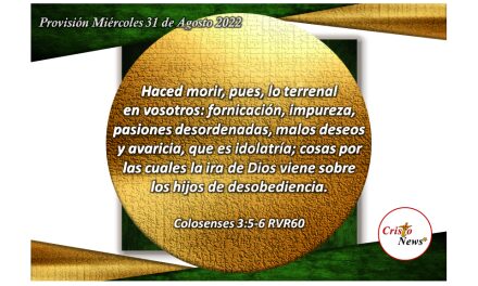La fe y esperanza se fortalecen en la obediencia a los principios y valores que nos señala Jesucristo en el Camino de amor, justicia y verdad: Provisión miércoles 31 de Agosto 2022