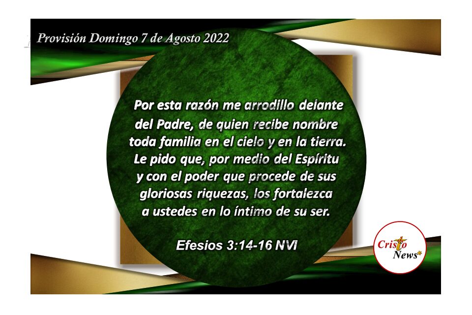 Jesucristo en su amor nos fortalece y acerca a nuestro Abba Padre en propósito, esperanza y fe: Provisión domingo 7 de Agosto de 2022