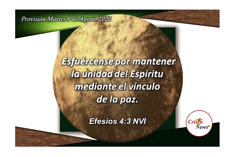 Jesucristo es el vínculo de unidad y paz: Provisión martes 9 de Agosto de 2022