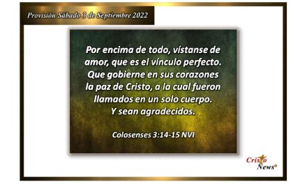 El amor es el vínculo perfecto que nos une a Jesucristo por voluntad y misericordia de Dios Padre: Provisión sábado 3 de Septiembre de 2022