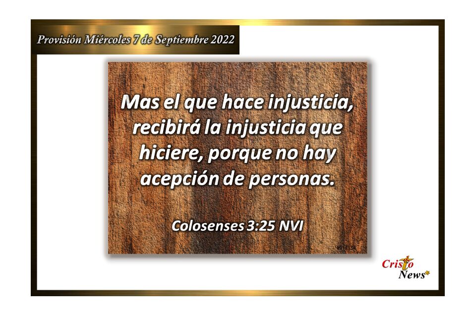 Jesucristo es el Camino correcto de paz, fe, esperanza y amor: Provisión miércoles 7 de Septiembre de 2022