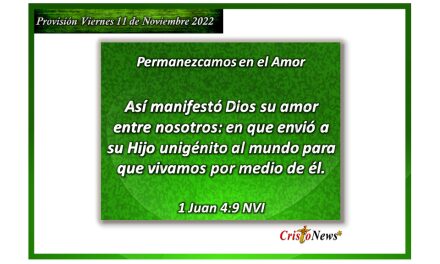 El amor de Dios padre se hizo carne para nosotros en Jesucristo para ofrecernos el Camino de retorno único y seguro: Provisión viernes 11 de Noviembre de 2022
