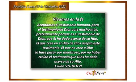 Creer en Dios padre es aceptar el testimonio de Jesucristo en nuestro corazón como único Camino de verdad y vida: Provisión lunes 19 de Diciembre de 2022