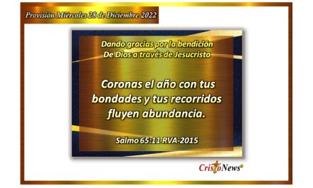 Demos gracias todo tiempo por la bendición de Dios a través de Jesucristo como promesa de salvación: Provisión miércoles 28 de Diciembre de 2022